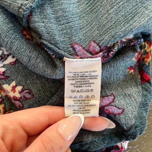 Free People Floral Keyhole flowy Tunic XS romantic Boho cottagecore fall indie - Picture 9 of 10